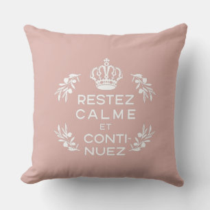 Rosa weißes Emblem Französisch ruhig halten und we Kissen