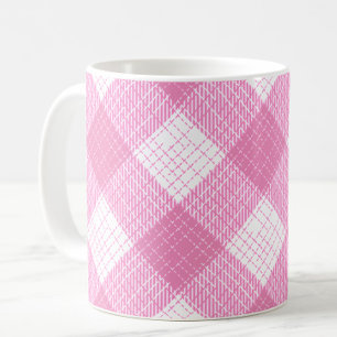 Rosa-weißes, fett kariertes Karomuster Design Kaffeetasse