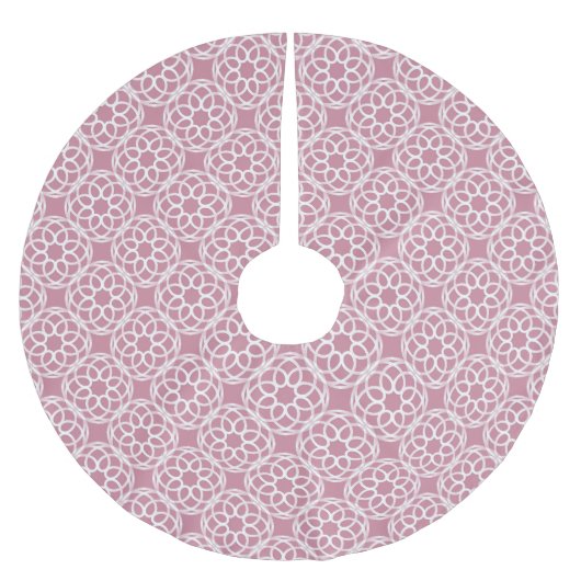 Rosa weißes geometrisches nahtloses Muster Polyester Weihnachtsbaumdecke (Vorderseite)