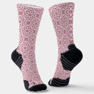 Rosa weißes geometrisches nahtloses Muster Socken