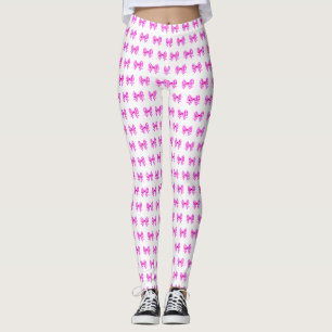 Rosa-weißes Gingham-Schleifenmuster Leggings