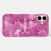 Rosa, weißes, glänzendes Leopard Case-Mate iPhone Hülle (Rückseite (Horizontal))