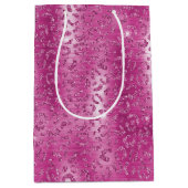 Rosa, weißes, glänzendes Leopard Mittlere Geschenktüte (Vorderseite)