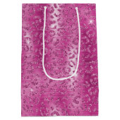 Rosa, weißes, glänzendes Leopard Mittlere Geschenktüte (Rückseite)
