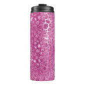 Rosa, weißes, glänzendes Leopard Thermosbecher (Vorderseite)