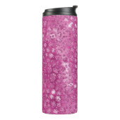 Rosa, weißes, glänzendes Leopard Thermosbecher (Nach links gedreht)