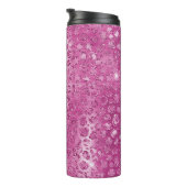 Rosa, weißes, glänzendes Leopard Thermosbecher (Nach rechts gedreht)