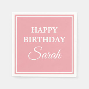 Rosa Weißes Glück Geburtstag Serviette