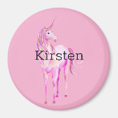 Rosa Weißes Gold Einhorn Magnet (Vorne)