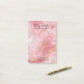 Rosa, weißes Gold marmoriert Post-it Klebezettel (Auf Schreibtisch)