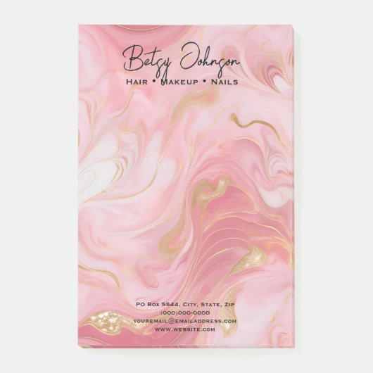 Rosa, weißes Gold marmoriert Post-it Klebezettel (Vorderseite)