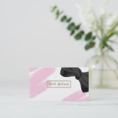 Rosa weißes Gold Moderne Minimal Rosa Pinsel & Bow Visitenkarte (Stehend Vorderseite)