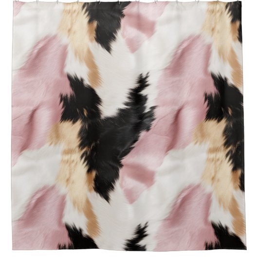 Rosa Weißes Gold Schwarzes Weidetier Duschvorhang (Vorderseite)