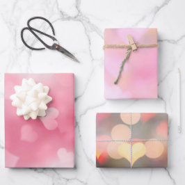 Rosa Weißes Herz Geschenkpapier Set