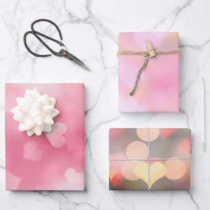 Rosa Weißes Herz Geschenkpapier Set