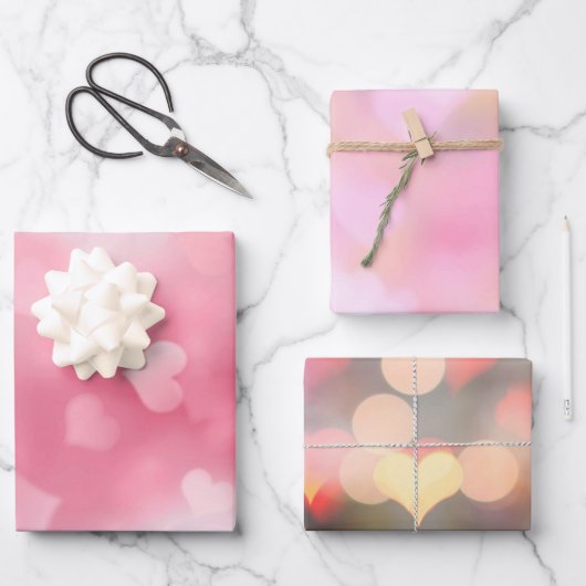 Rosa Weißes Herz Geschenkpapier Set (Vorderseite)