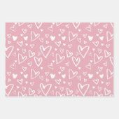 Rosa Weißes Herz Geschenkpapier Set (Vorderseite)