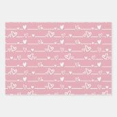 Rosa Weißes Herz Geschenkpapier Set (Vorderseite 2)