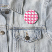 Rosa-weißes Houndstooth-Karomuster-Design Button (Beispiel)