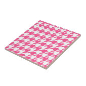 Rosa-weißes Houndstooth-Karomuster-Design Fliese (Seite)