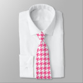 Rosa-weißes Houndstooth-Karomuster-Design Krawatte (Gebunden)