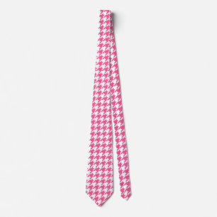 Rosa-weißes Houndstooth-Karomuster-Design  Krawatte