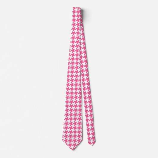 Rosa-weißes Houndstooth-Karomuster-Design Krawatte (Vorderseite)