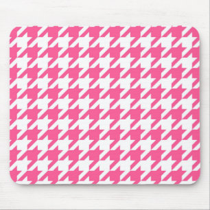 Rosa-weißes Houndstooth-Karomuster-Design Mousepad