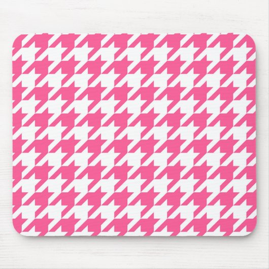 Rosa-weißes Houndstooth-Karomuster-Design Mousepad (Vorne)