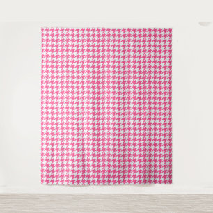 Rosa-weißes Houndstooth-Karomuster-Design  Wandteppich
