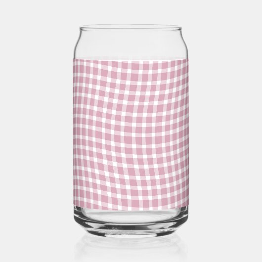 Rosa weißes Karo Gingham nahtloses Muster Dosenglas (Vorderseite)