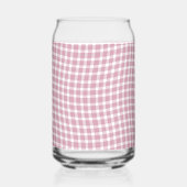 Rosa weißes Karo Gingham nahtloses Muster Dosenglas (Rückseite)