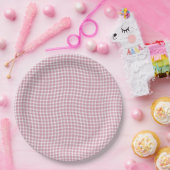 Rosa weißes Karo Gingham nahtloses Muster Pappteller (Party)
