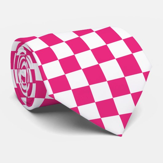 Rosa weißes Karomuster Krawatte (Gerollt)