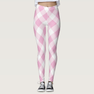 Rosa weißes Karomuster Mädchen Teenager Leggings