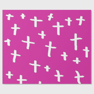 rosa weißes Kreuz Geschenkpapier
