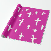 rosa weißes Kreuz Geschenkpapier (Ungerollt)