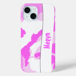 Rosa weißes Mädchen-Tarnmuster kundenspezifisch iPhone 15 Hülle