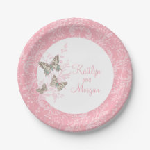 Rosa, weißes Papiertüte, 3 Tinte, rosa Schmetterli