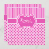 Rosa, weißes Polka Dot Stripe Brautparty laden ein Einladung (Vorne/Hinten)