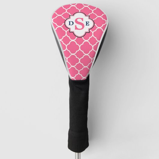 Rosa, weißes Quatrefolienmonogramm Golf Headcover (Vorderseite)