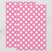 Rosa-weißes Schachbrett-Diamantmuster Briefpapier (Vorne/Hinten)