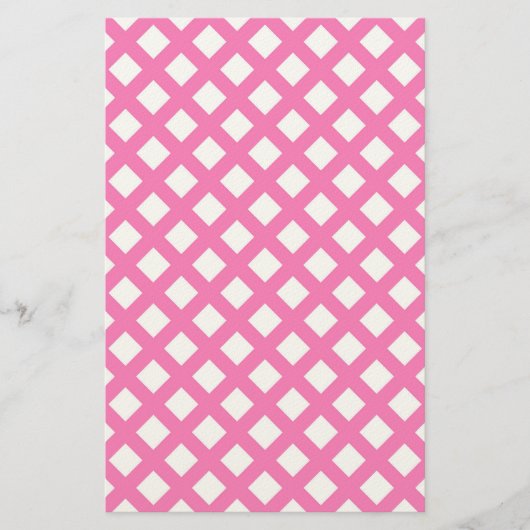 Rosa-weißes Schachbrett-Diamantmuster Briefpapier (Vorderseite)