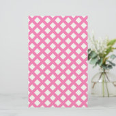 Rosa-weißes Schachbrett-Diamantmuster Briefpapier (Stehend Vorderseite)