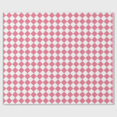 Rosa Weißes Schachbrett Diamantmuster Geschenkpapier (Flach)