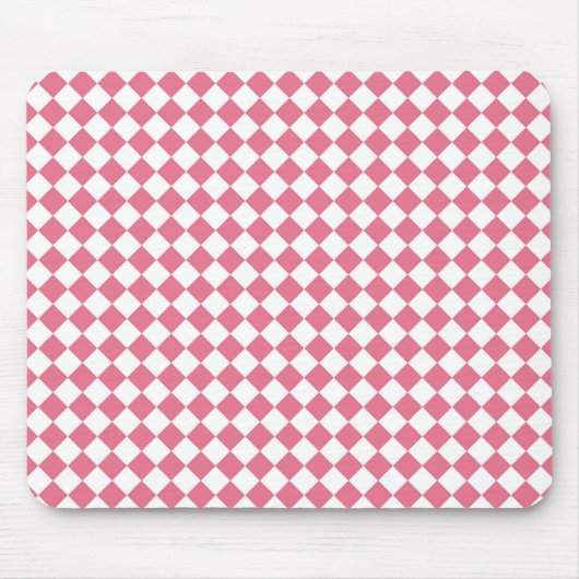 Rosa Weißes Schachbrett Diamantmuster Mousepad (Vorne)
