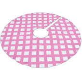 Rosa-weißes Schachbrett-Diamantmuster Polyester Weihnachtsbaumdecke (Schrägansicht)