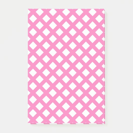 Rosa-weißes Schachbrett-Diamantmuster Post-it Klebezettel (Vorderseite)