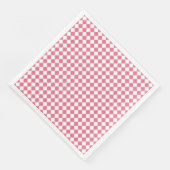 Rosa Weißes Schachbrett Diamantmuster Serviette (Ecke)