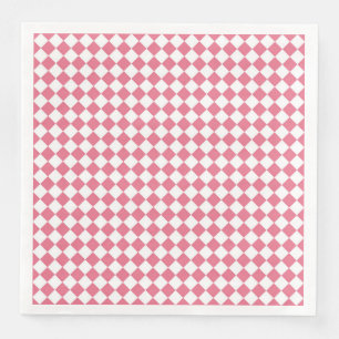 Rosa Weißes Schachbrett Diamantmuster Serviette